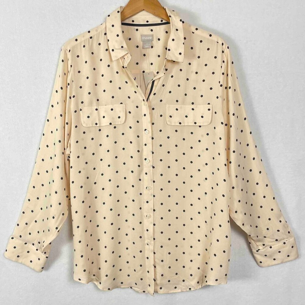 Chico’s NWT Easy Shirt Foulard Dot Print Womens Size 3